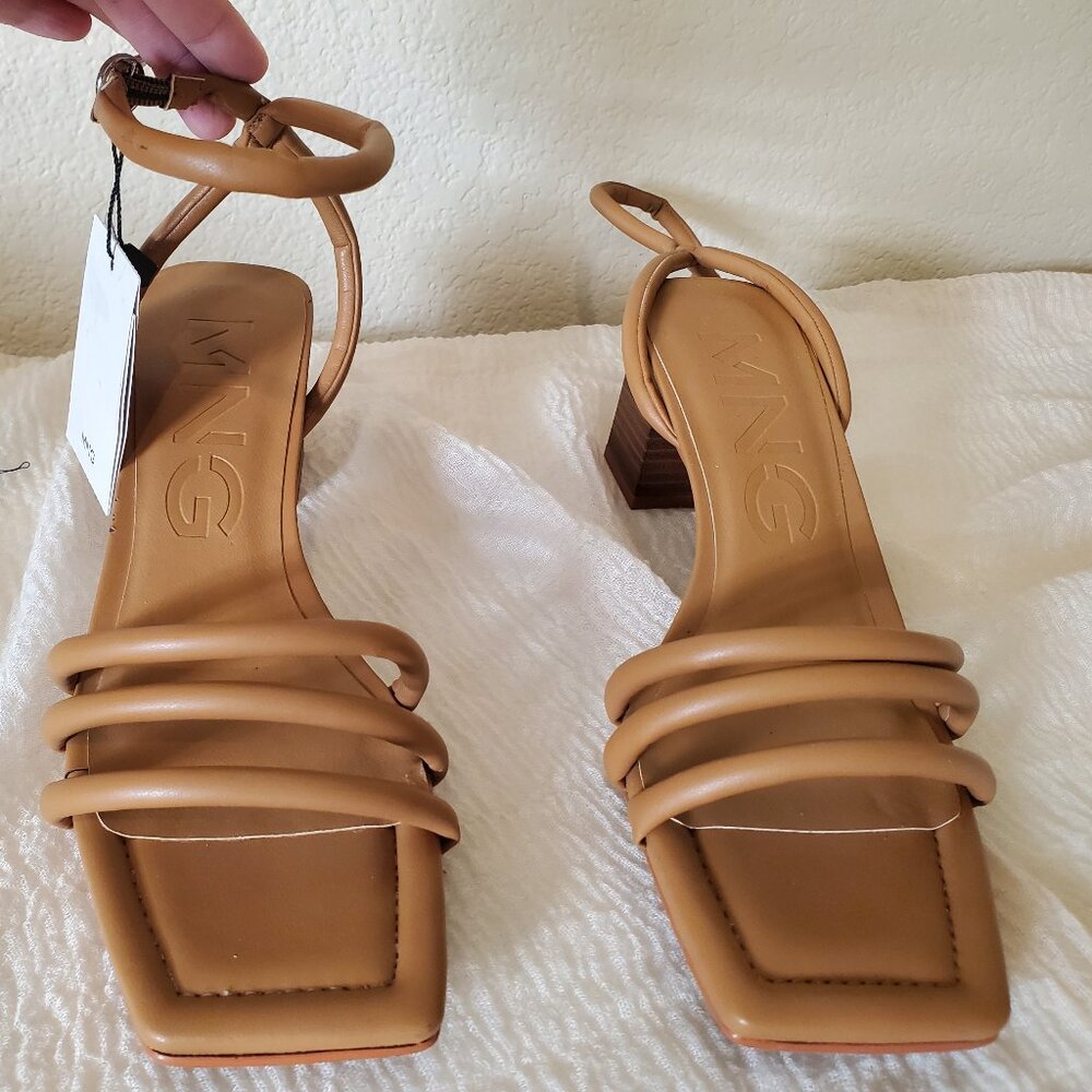 MNG tan heeled sandals